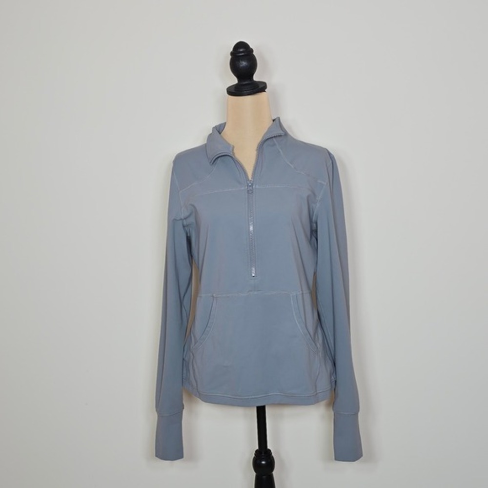 Zyia Active Women's‎ Gray Half Zip Pullover Athletic Top XL Thumbholes
